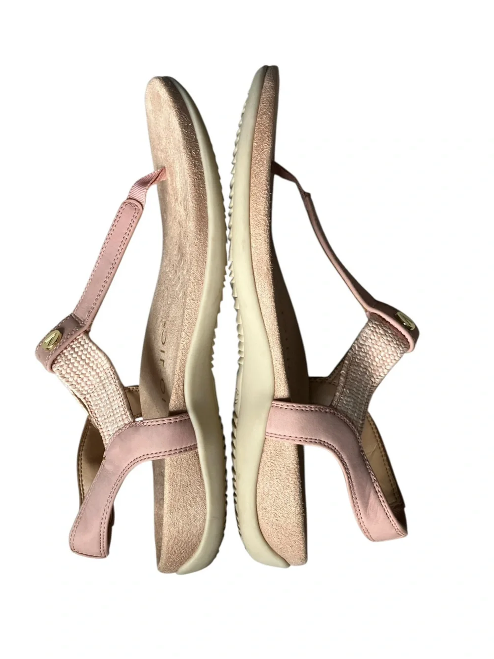 Vionic Brea Pink Leather Woven T-Strap Slingback Sandals Women 7.5 Arch Support